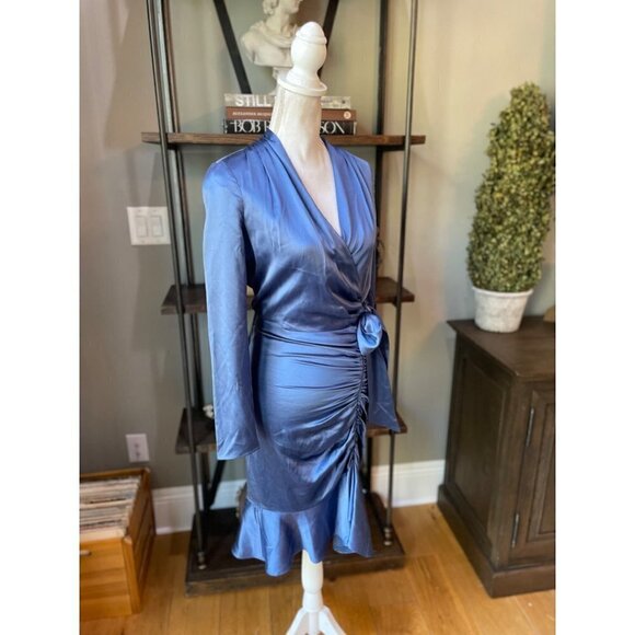 Veronica Beard Agatha Silk Dress Steel Blue Womens 0 - Picture 5 of 13